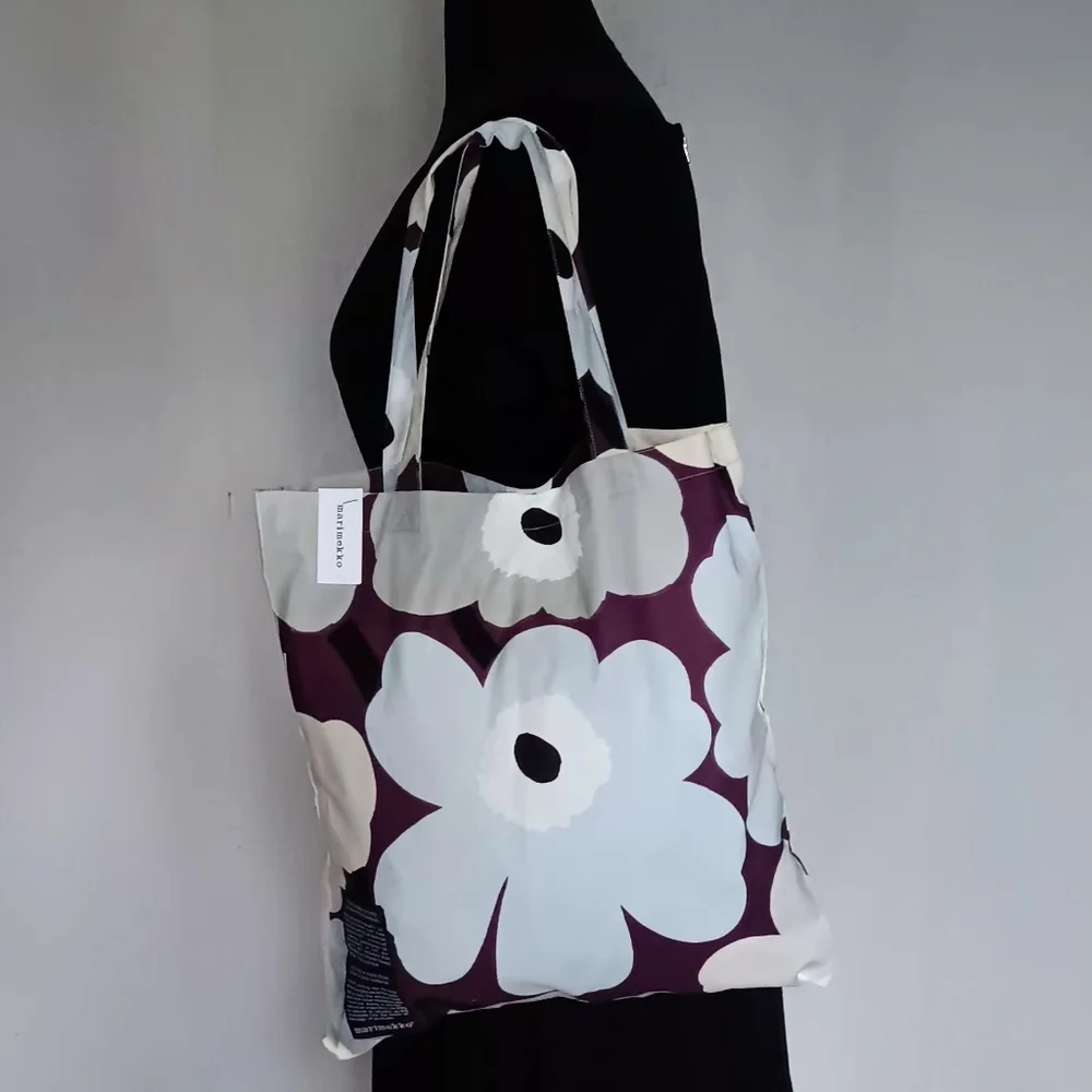 NWT Marimekko Silver Medal "Unikko" Cotton Tote Shopping Bag - Picture 2 of 6